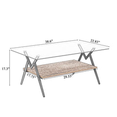 Coffee Table and End tables Set of 3, Tempered Glass Table with MDF layer, Modern Tables for Living Room , Gray Glass