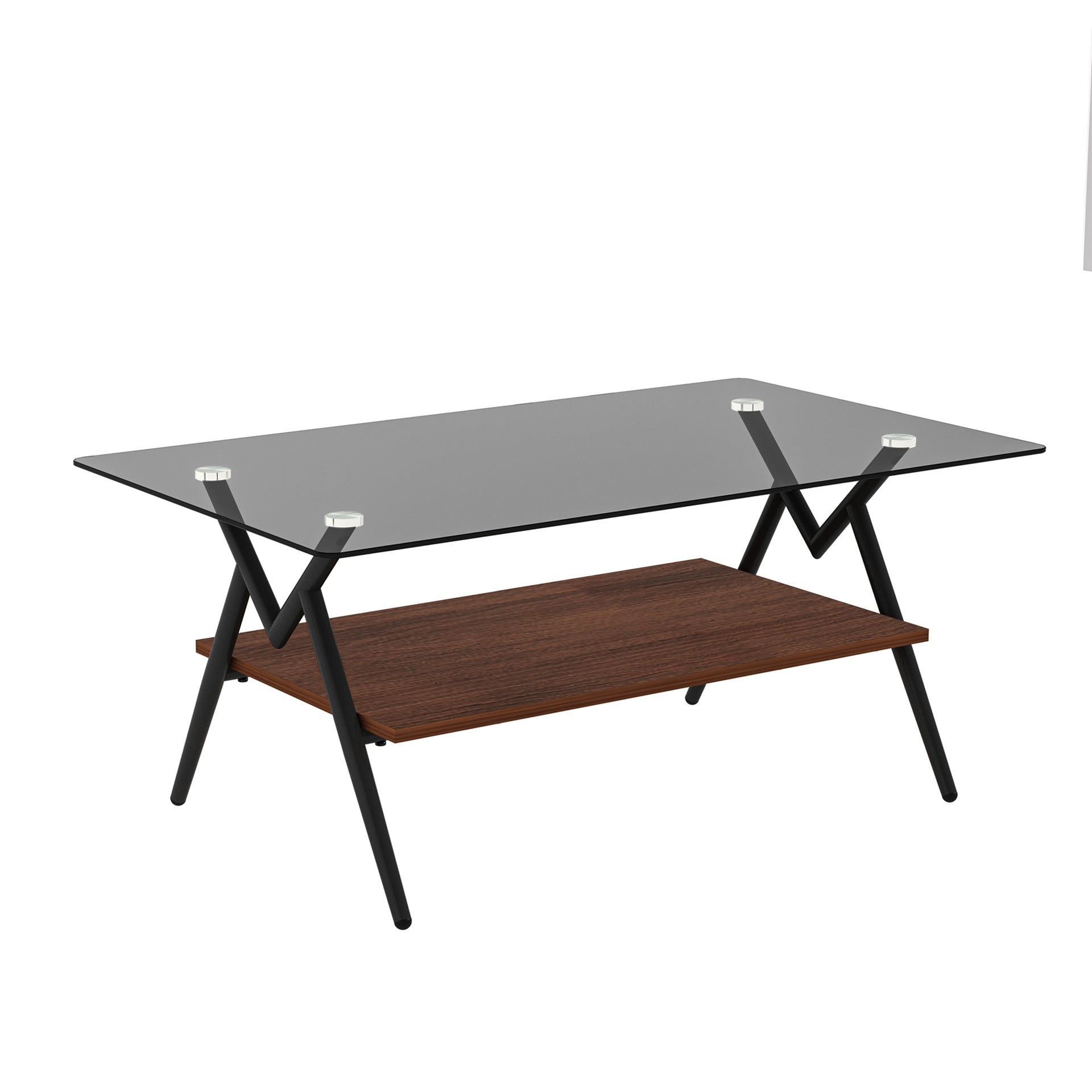 Coffee Table and End tables Set of 3, Tempered Glass Table with MDF layer, Modern Tables for Living Room , Gray Glass