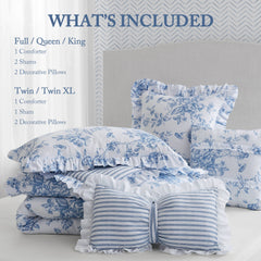 4 Pieces Twin/Twin XL Comforter Set with Decorative Pillows,Blue