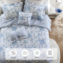 4 Pieces Twin/Twin XL Comforter Set with Decorative Pillows,Blue