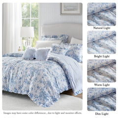 4 Pieces Twin/Twin XL Comforter Set with Decorative Pillows,Blue