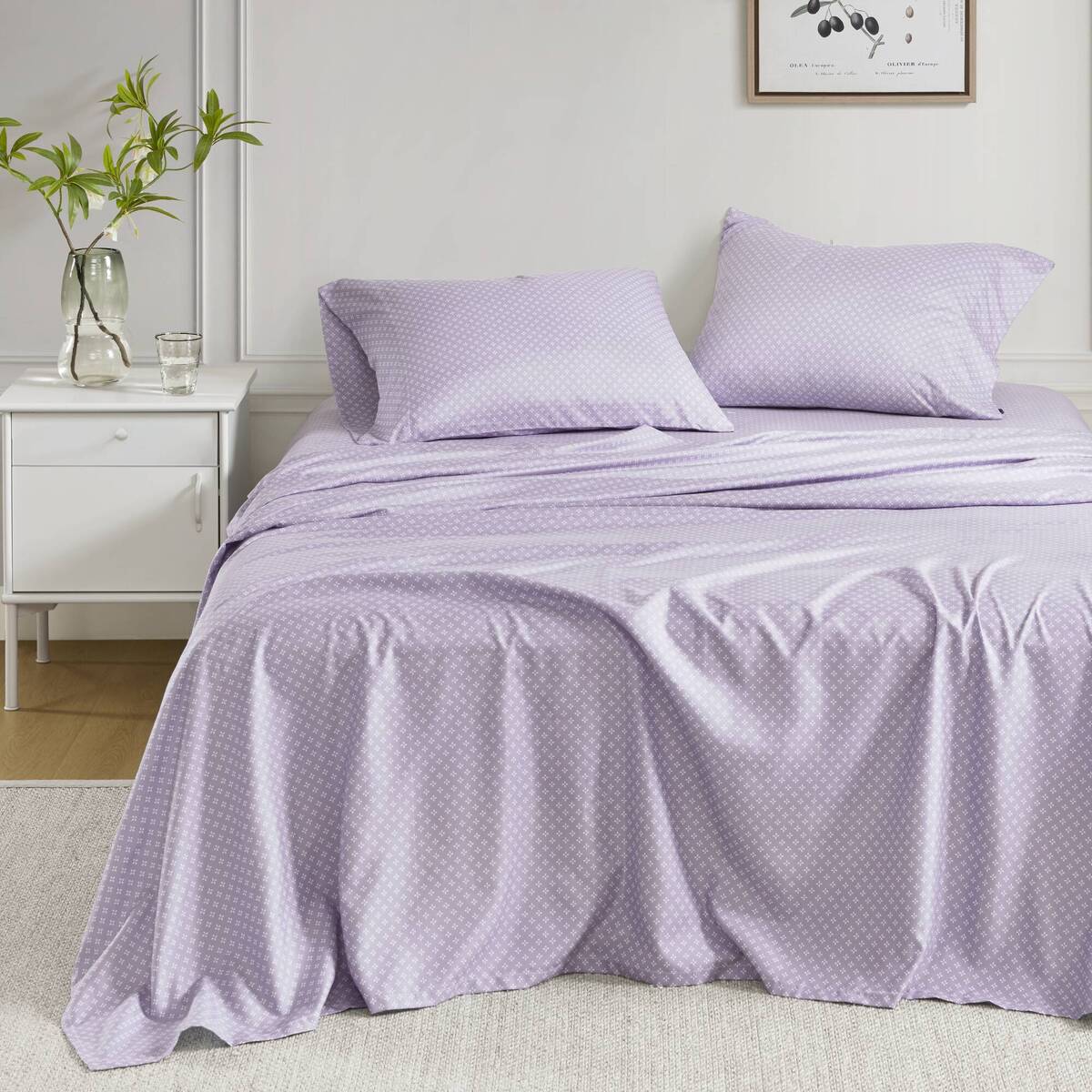Floral Comforter Set with Bed Sheets Taupe Cal King