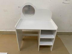 Kids Vanity Table with Mirror and Chair, Wooden Children's Dressing Makeup Desk with Storage Shelves, Study and Activity Table for Girls and Boys, Playroom Bedroom Furniture - White