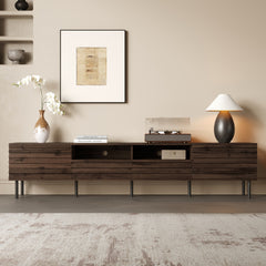 78 inch Modern TV Stand for TVs up to 85", Entertainment Center with Closed Storage & Cable Management, Soft-Closing Hinges, Iron Legs for Living Room