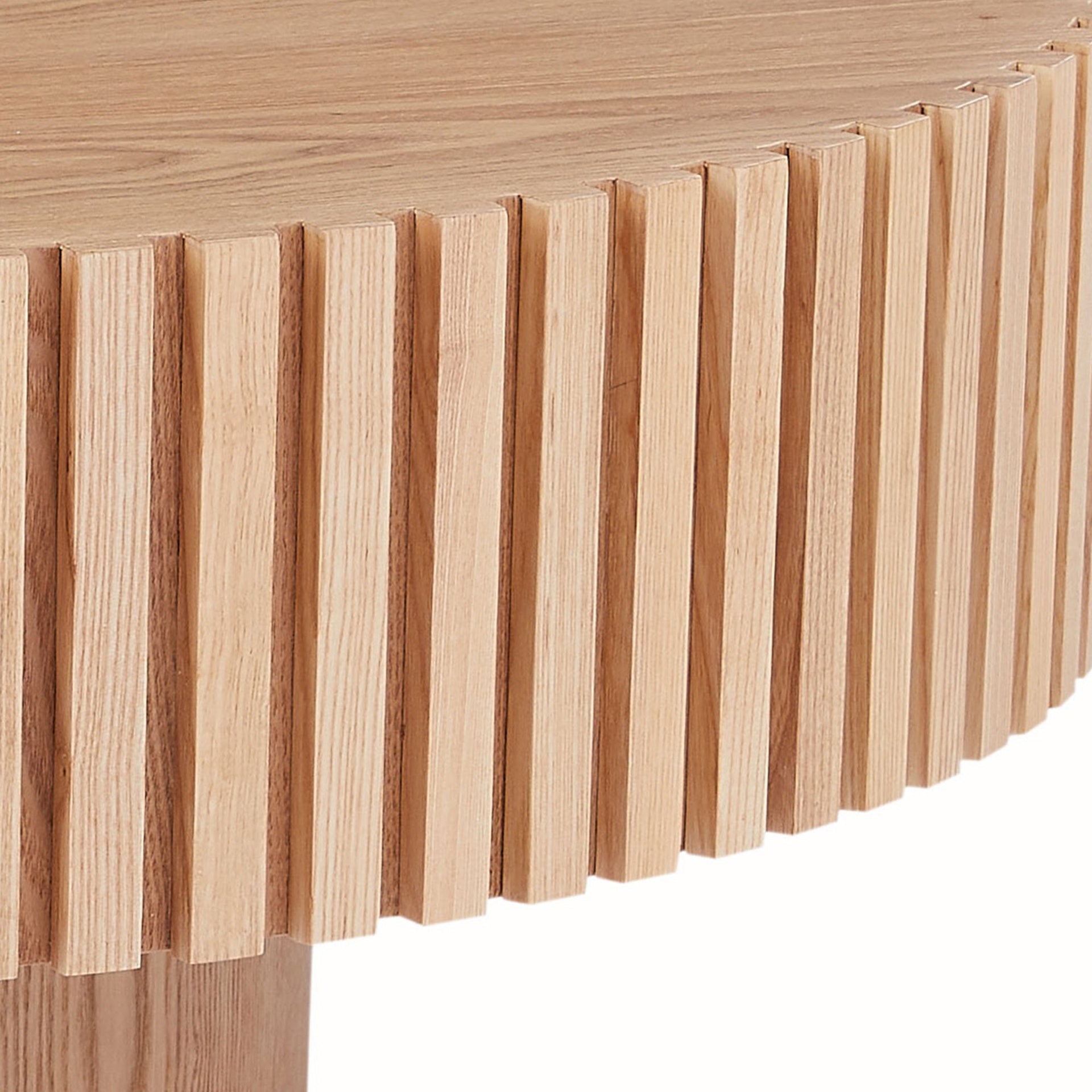31.49'' Round Wood Coffee Table for Living Room, Modern Handcraft Drum Coffee Table, Circle Wooden Coffee Table for Small Space Apartment ASH.(Same Sku:W876P243948)
