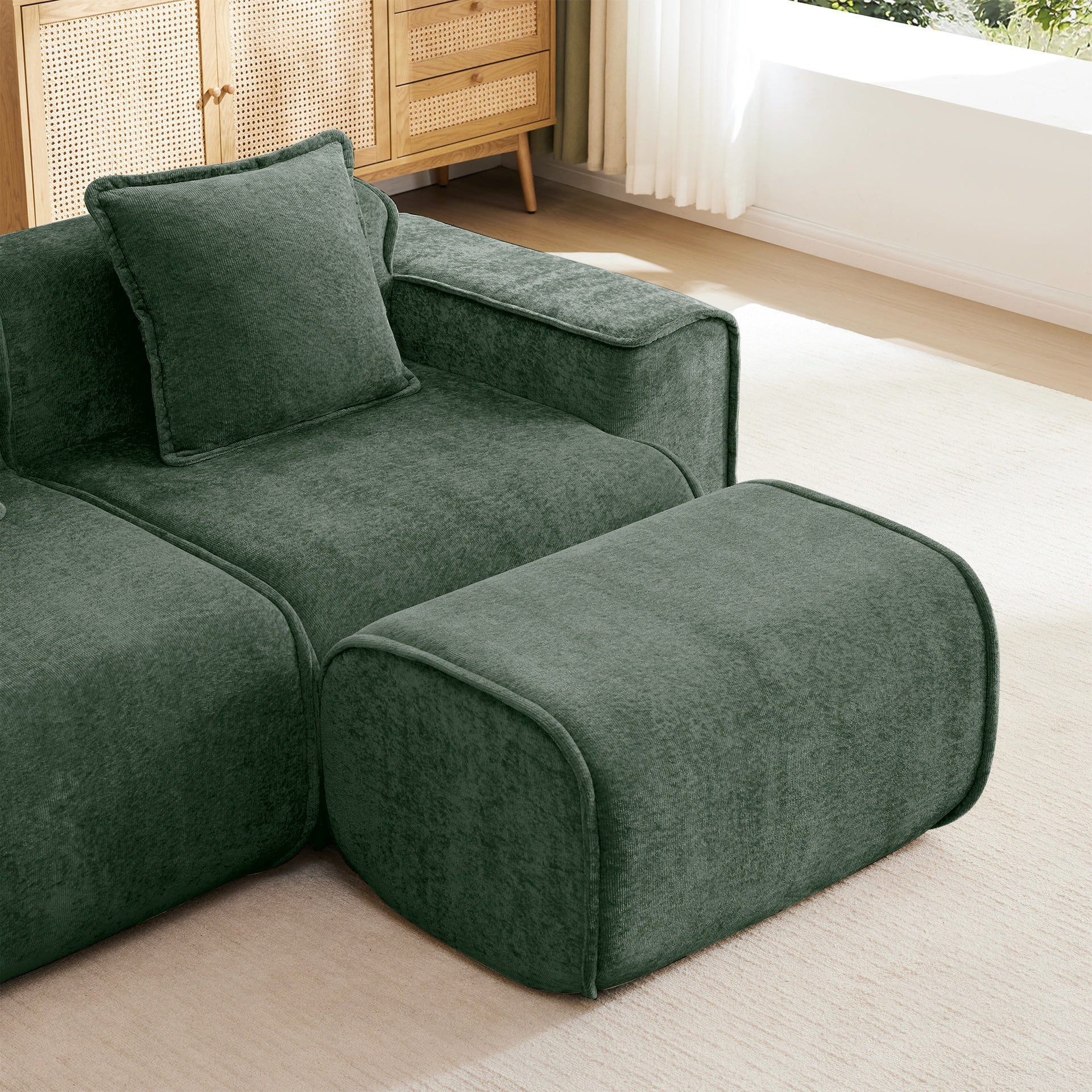 Harrison Armless Sofa Velvet-Green