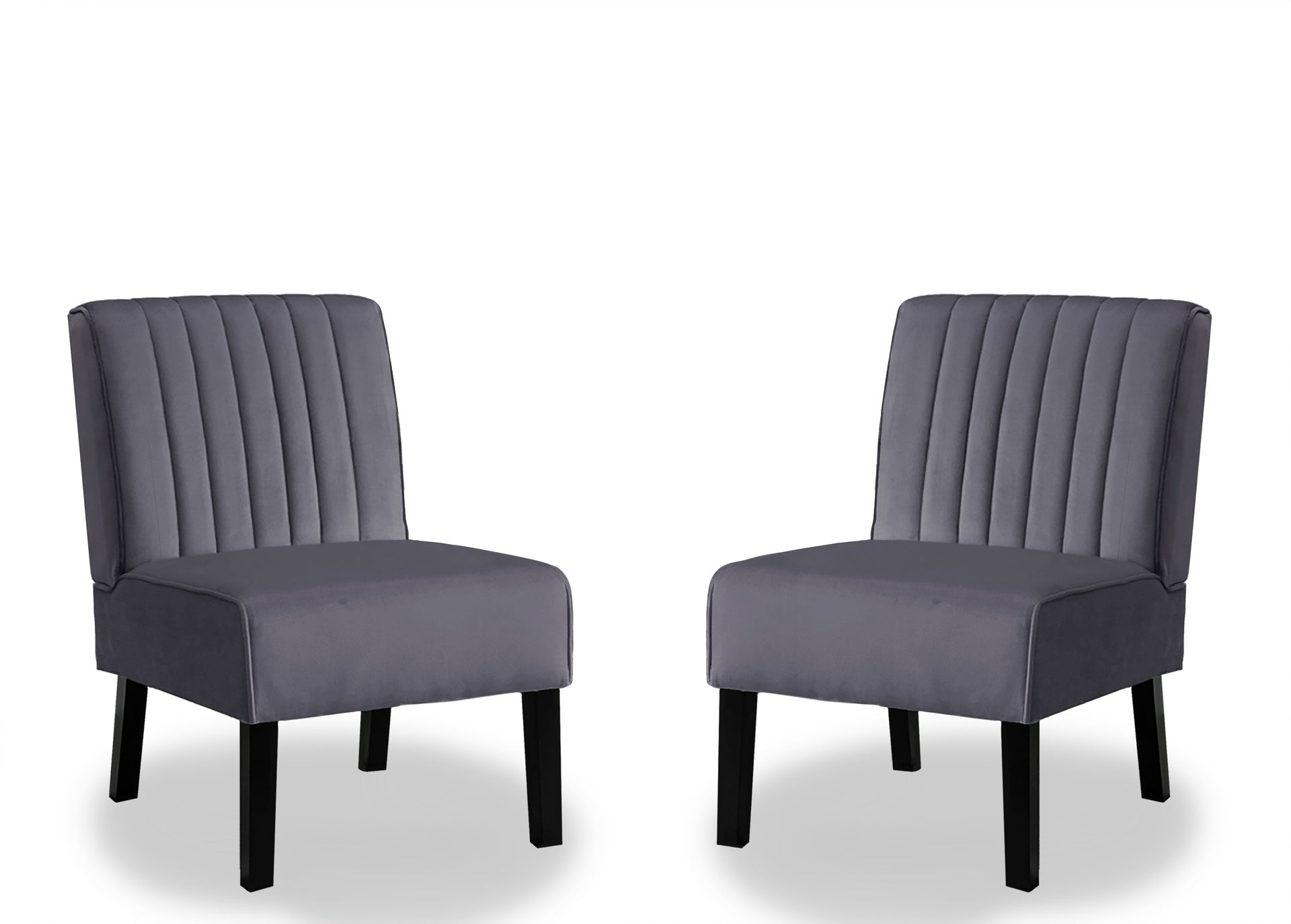 Reese Mid Century Modern Accent Chairs Set of 2 with Minimalist Design, Elegant Velvet Upholstery and Solid Wood Legs, Ideal for Living Room or Bedroom, Grey