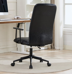 Antique black PU leather color office chair, with armrest, high backrest, soft foam seating, 360 degree swivel , up and down adjustable gaslift,black powder coated frame,five star base, black wheels
