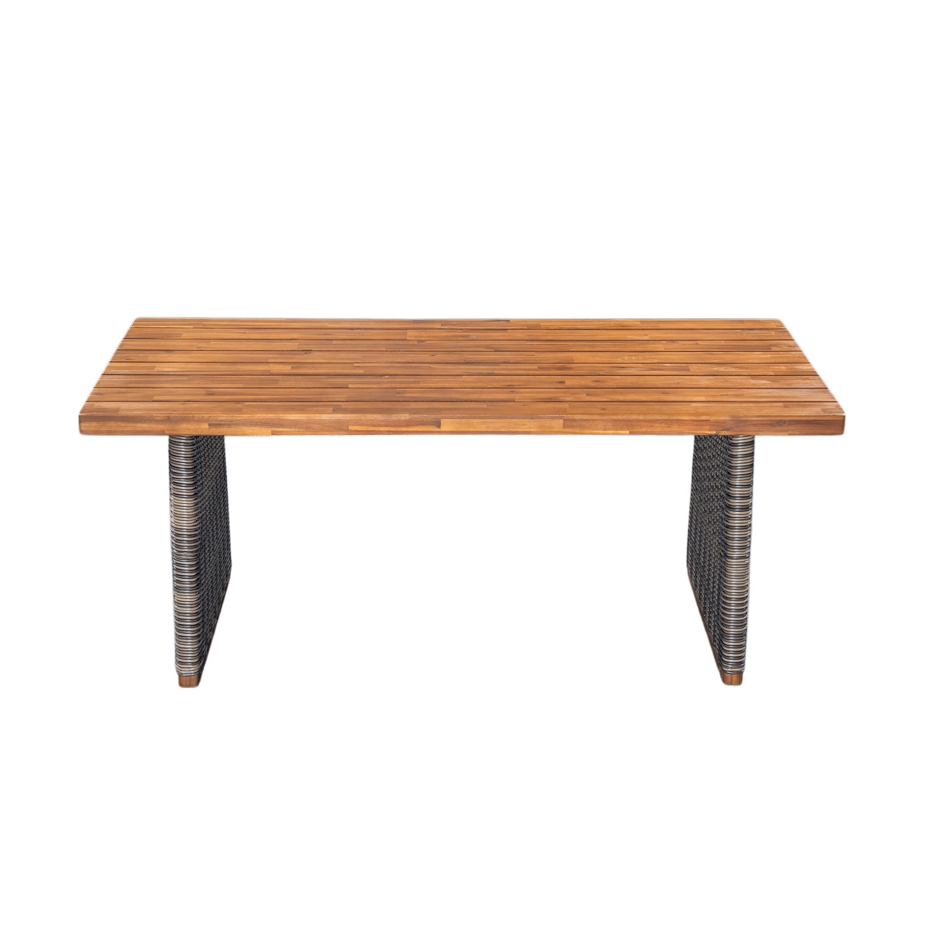 Outdoor Acacia Wood Dining Table Set with 1 Table and 1 Bench,Grey