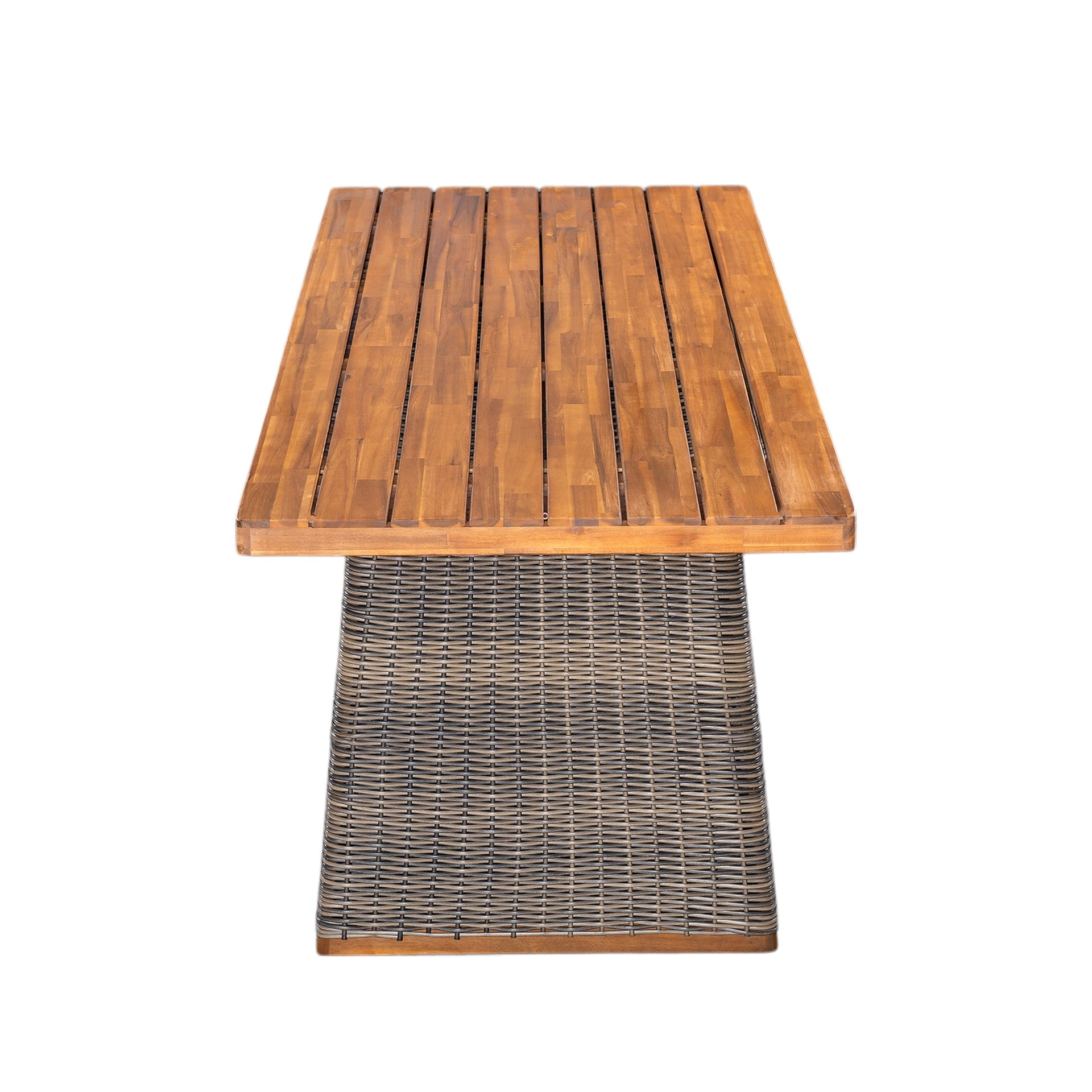 Outdoor Acacia Wood Dining Table Set with 1 Table and 1 Bench,Grey