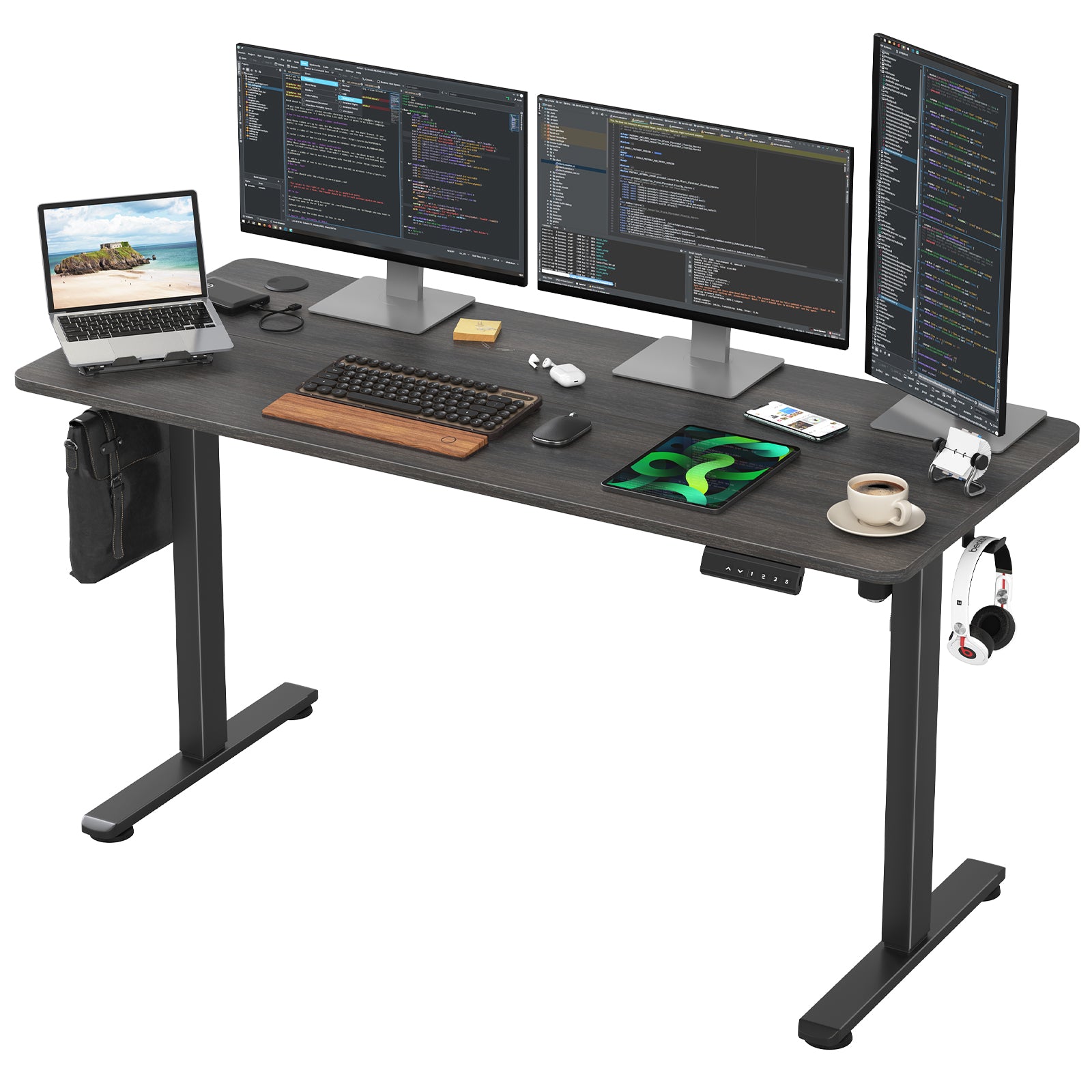 STARY Electric Standing Desk Adjustable Height Sit Stand Home Office Desk with Splice Board