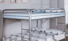 Full Over Full Metal Bunk Bed Contemporary Style With Angled Ladder, Silver
