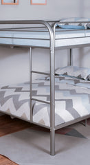 Full Over Full Metal Bunk Bed Contemporary Style With Angled Ladder, Silver