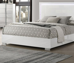 Contemporary White 1pc Eastern King Size Bed w LED Headboard UV Finish Bedframe Bedroom Furniture