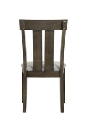2pc Rustic Upholstered Dining Chairs Rich Wood Finish Wooden Dining Room Furniture Brown