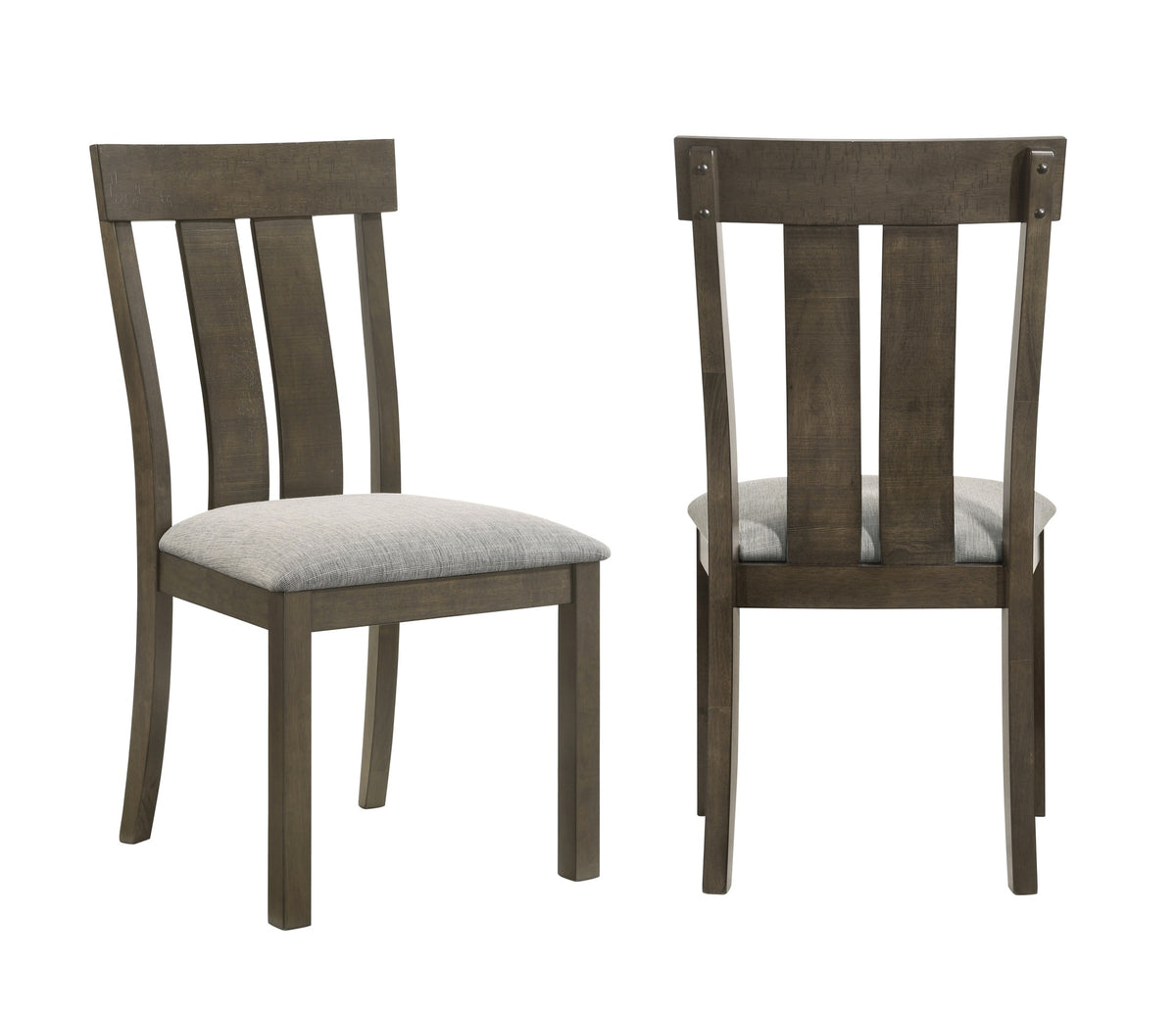 2pc Rustic Upholstered Dining Chairs Rich Wood Finish Wooden Dining Room Furniture Brown