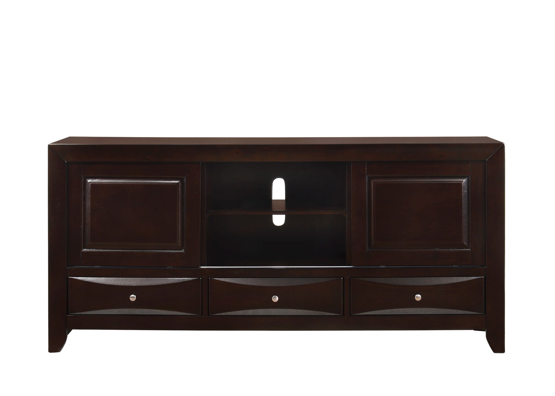 1pc Dark Cherry Finish 3 Drawers Shelf Storage Space TV Stand Bedroom Living Room Furniture
