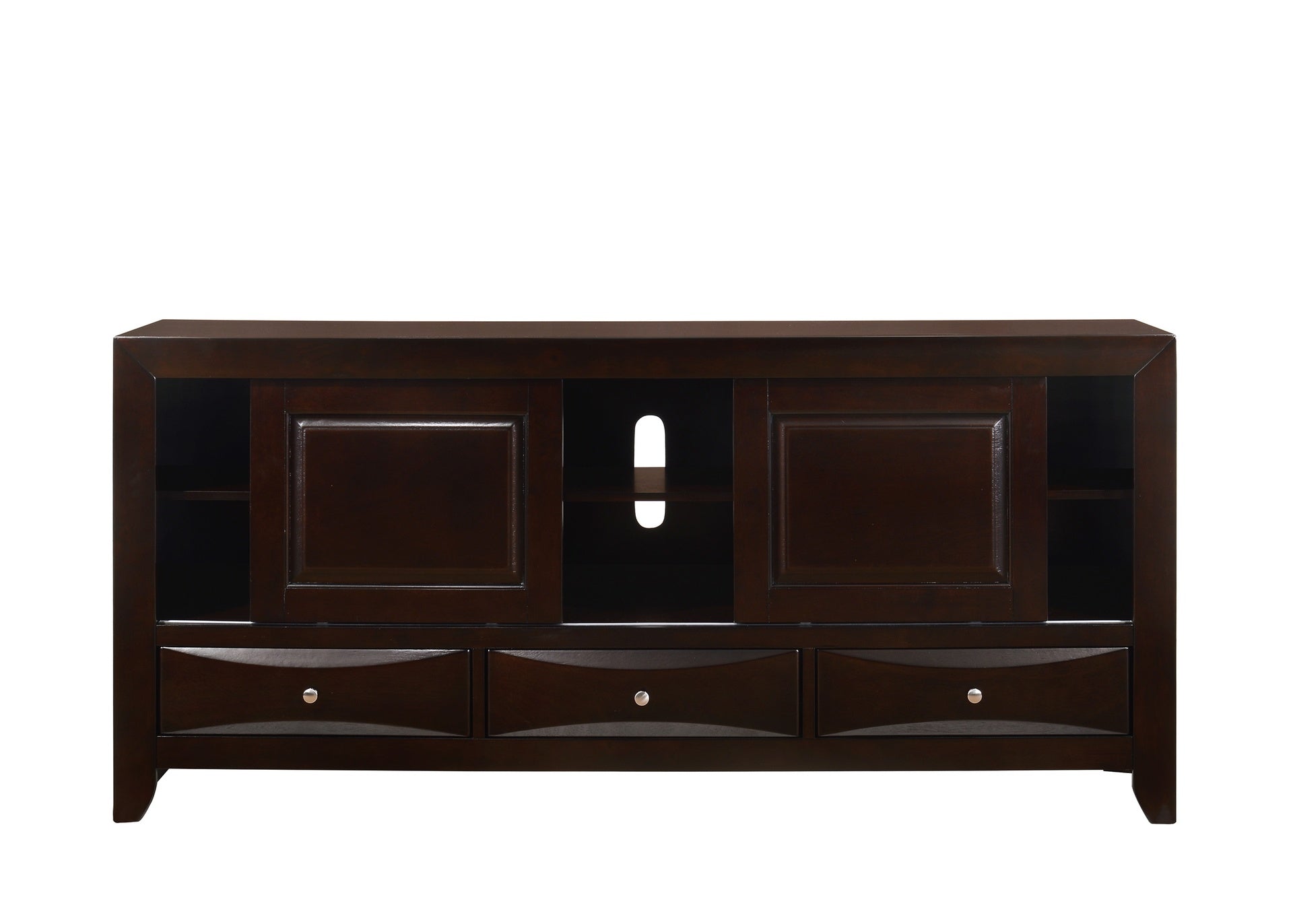 1pc Dark Cherry Finish 3 Drawers Shelf Storage Space TV Stand Bedroom Living Room Furniture