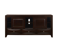 1pc Dark Cherry Finish 3 Drawers Shelf Storage Space TV Stand Bedroom Living Room Furniture