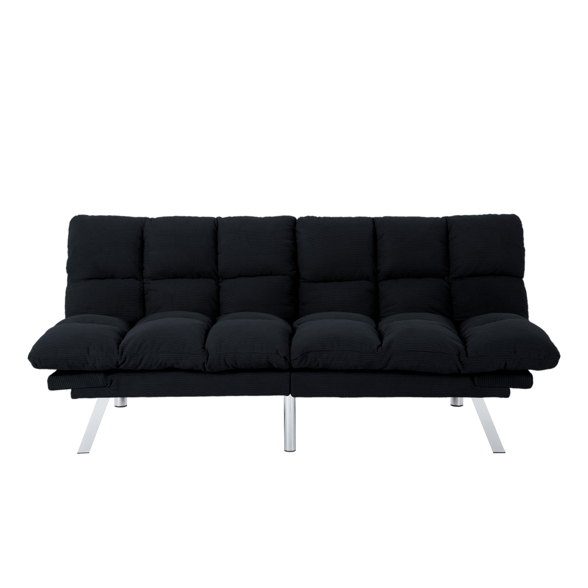Multifunctional Sofa Bed, Foldable 2-Seater Sofa, Velvet Fabric, Suitable for Living Room & Apartments (Black)