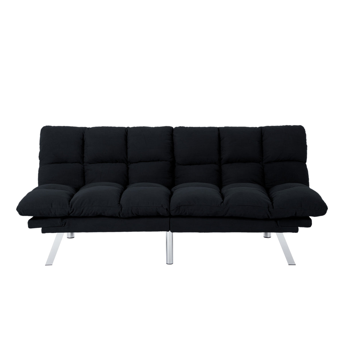 Multifunctional Sofa Bed, Foldable 2-Seater Sofa, Velvet Fabric, Suitable for Living Room & Apartments (Black)