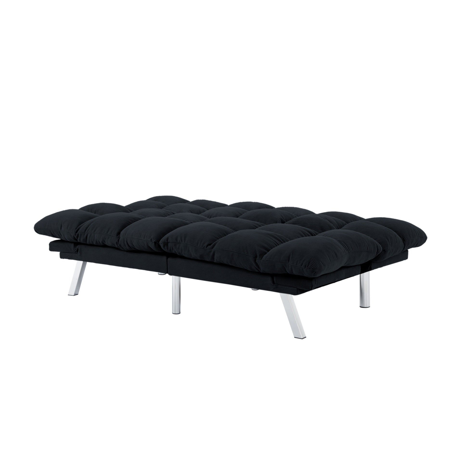 Multifunctional Sofa Bed, Foldable 2-Seater Sofa, Velvet Fabric, Suitable for Living Room & Apartments (Black)