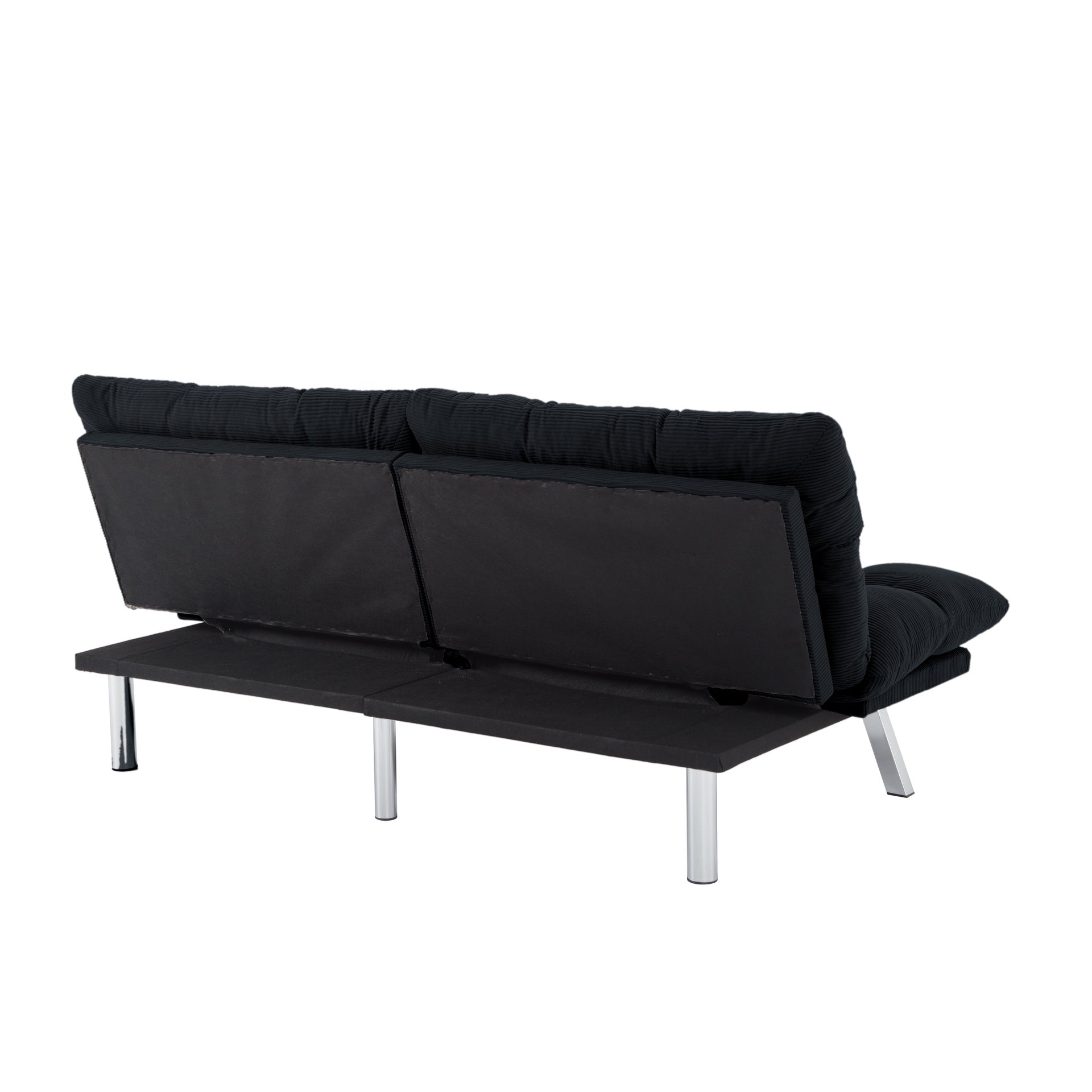 Multifunctional Sofa Bed, Foldable 2-Seater Sofa, Velvet Fabric, Suitable for Living Room & Apartments (Black)