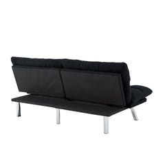 Multifunctional Sofa Bed, Foldable 2-Seater Sofa, Velvet Fabric, Suitable for Living Room & Apartments (Black)