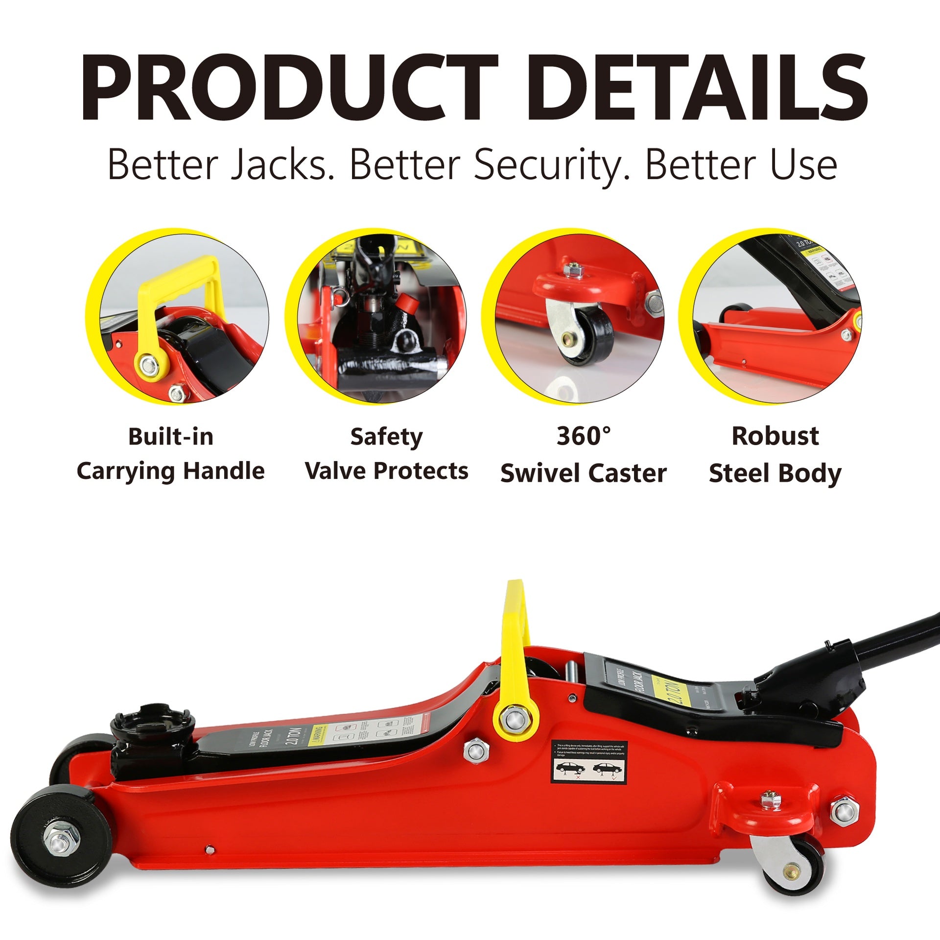 2 Ton Low Profile Floor Jack, 3t jack stand Tire Repair Kit L-Wrench Heavy Duty Steel Racing Floor Jack with Single Piston Quick Lift Pump, Floor Jack Lifting Range 3.3"-15.2"