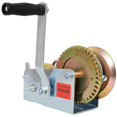 2500LBS Hand Winch,with 32.8FT Steel Cable,Galvanized Shell,4.1:2.4:1 Gear Ratio Portable Winch,Two-Way Ratchet,Manual Operated Hand Crank Winch for Trailer, Boat or ATV Towing