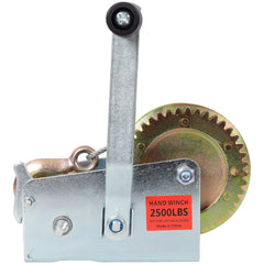 2500LBS Hand Winch,with 32.8FT Steel Cable,Galvanized Shell,4.1:2.4:1 Gear Ratio Portable Winch,Two-Way Ratchet,Manual Operated Hand Crank Winch for Trailer, Boat or ATV Towing