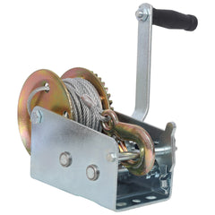 2500LBS Hand Winch,with 32.8FT Steel Cable,Galvanized Shell,4.1:2.4:1 Gear Ratio Portable Winch,Two-Way Ratchet,Manual Operated Hand Crank Winch for Trailer, Boat or ATV Towing