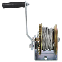 2000LBS Hand Winch,with 26FT Steel Cable,Galvanized Shell,4.1:2.4:1 Gear Ratio Portable Winch,Two-Way Ratchet,Manual Operated Hand Crank Winch for Trailer, Boat or ATV Towing