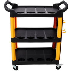 3 Tier Rolling Auto Detail Cart With Wheels,With Panel & Hook,for Detailers Garage, Workshop, Repair Shop, Storage Tool, Yellow&Black