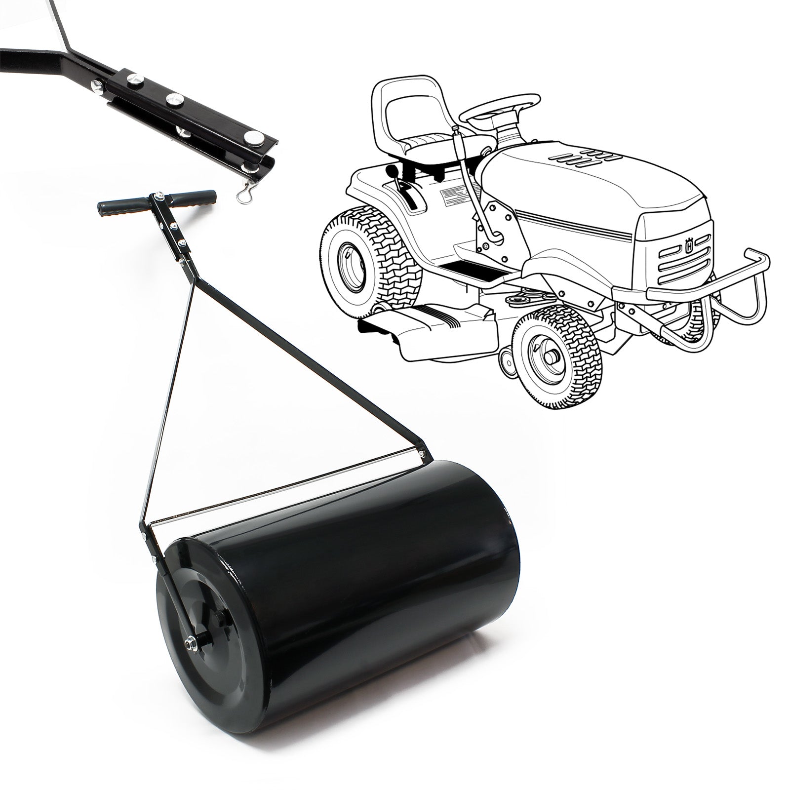 Combination Push/Tow Lawn Roller with Easy-Turn Plug, 14 by 24"  60L/16 GALLON,for Garden, Farm, Park, Black