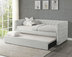 Luxurious 1pc Modern Daybed Button Tufted Nailhead Trim Bedroom Living Room Furniture Dove Gray Finish