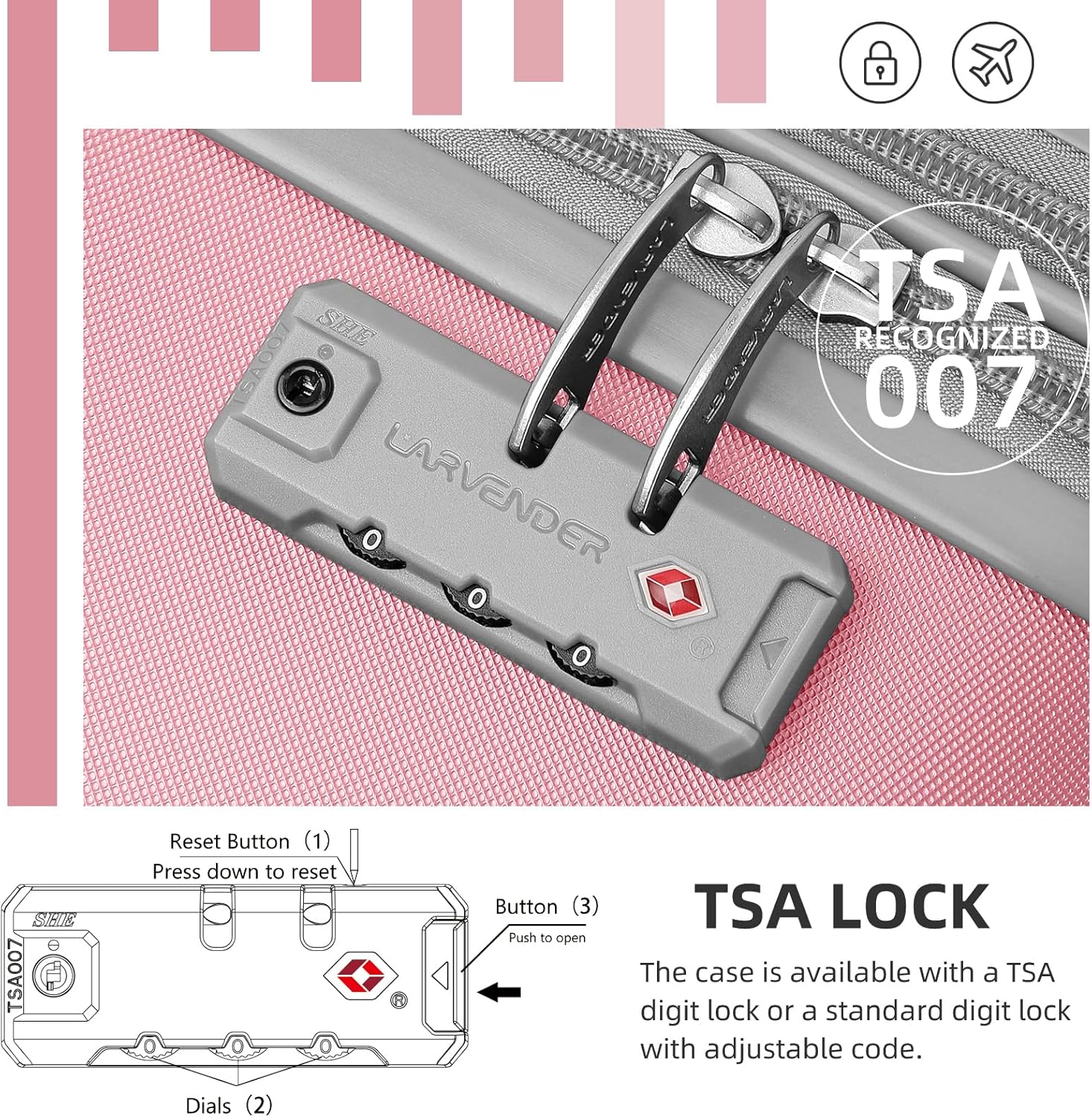 Luggage Sets 6 Piece with Duffel Bags, Hardside Expandable Suitcases with Spinner Wheels TSA Lock, Pink