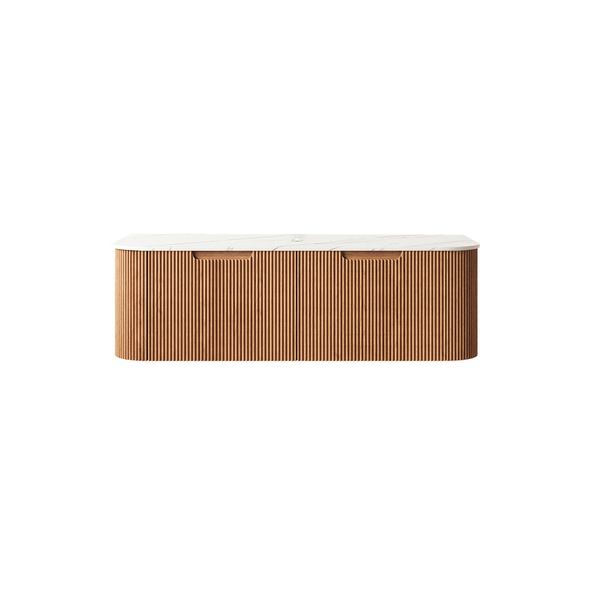 DINA 48'' Wall Mounted Cabinet, with Carrara White Sintered Stone Countertop and 2 Drawers, NO Basin, NO Faucet, Natural Woodgrain Color
