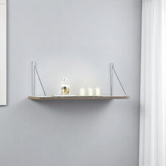 Palmer Floating Wall Decor Wall Mounted Rustic Decorative Hanging Metal Bracket Single Shelf for Books, White/Chrome