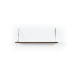 Palmer Floating Wall Decor Wall Mounted Rustic Decorative Hanging Metal Bracket Single Shelf for Books, White/Chrome