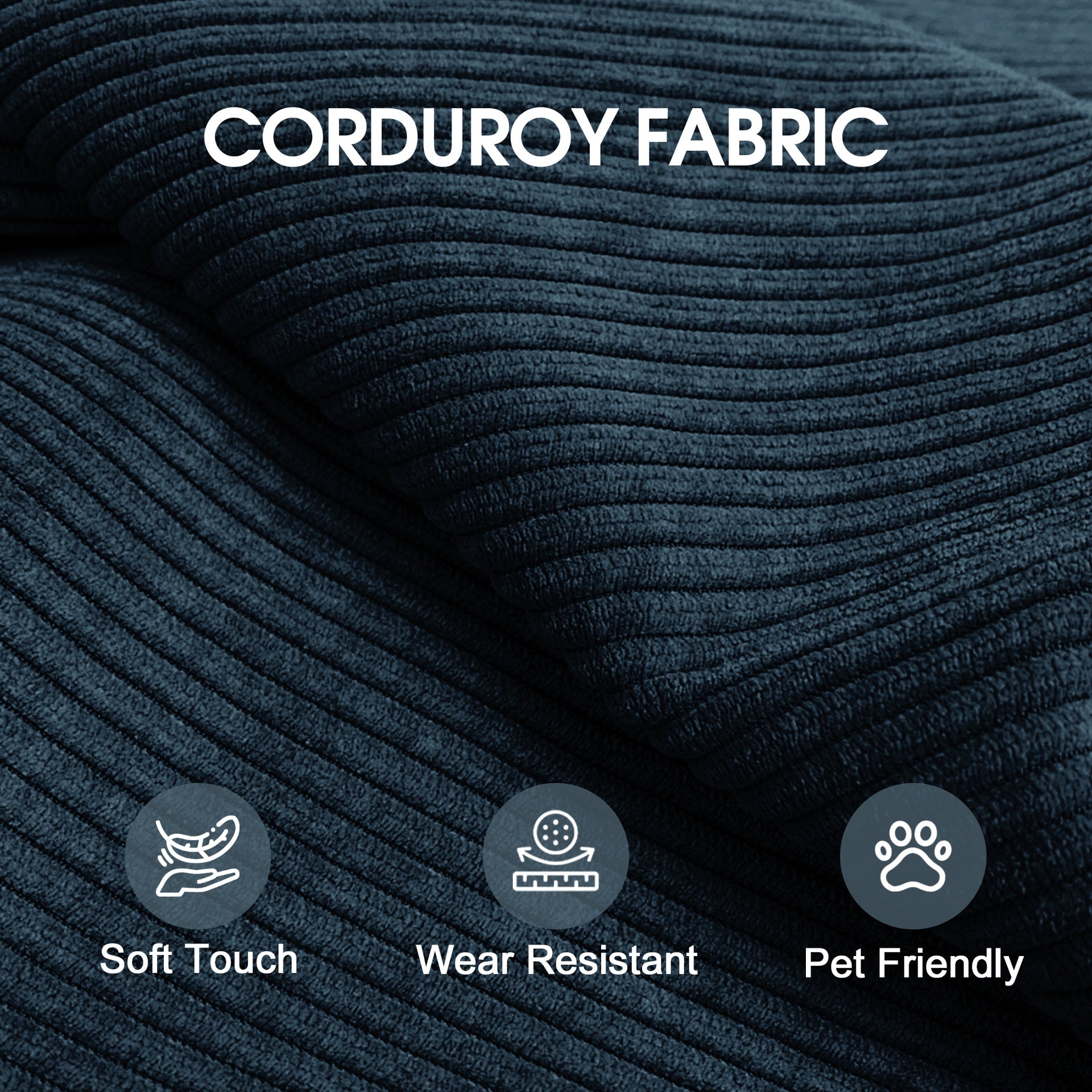 78.8" Compression Sofa,Convertible Floor Sofa Bed-with Pillow Back Support Armrest,Comfy Futon Couch Sleeper Bed,Loveseats Boneless Modular Sectional Sofa,Corduroy fabric,for Living Room,Bedroom,Blue