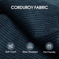 78.8" Compression Sofa,Convertible Floor Sofa Bed-with Pillow Back Support Armrest,Comfy Futon Couch Sleeper Bed,Loveseats Boneless Modular Sectional Sofa,Corduroy fabric,for Living Room,Bedroom,Blue