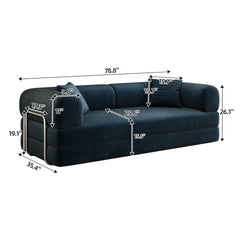 78.8" Compression Sofa,Convertible Floor Sofa Bed-with Pillow Back Support Armrest,Comfy Futon Couch Sleeper Bed,Loveseats Boneless Modular Sectional Sofa,Corduroy fabric,for Living Room,Bedroom,Blue