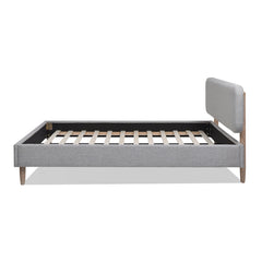 Diego Low Upholstered Platform Bed, Queen, Light Grey Polyester