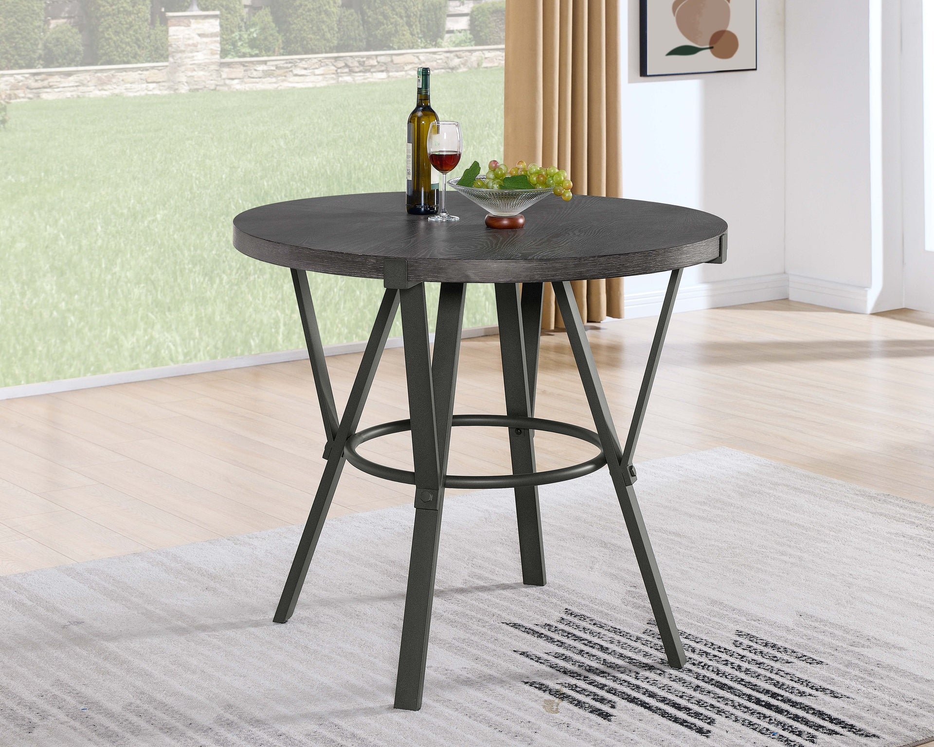 Wooden Round Dining Table with 4 Swivel Wooden Dining Stools Set