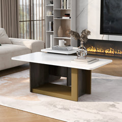 VIBE HAUS Modern Light Luxury Coffee Table Set of 2, Small Square Coffee End Table with Spacious Top, Center Table for Living Room