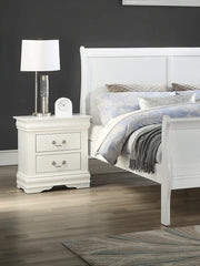 1pc Nightstand White Louis Philippe Solid wood English Dovetail Construction Antique Nickle Hanging Pulls