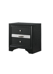 Modern Luxury 1pc Glam 2-Drawer Nightstand End Table Pullout Jeweler Tray Silver Panel Bedroom Solid Wood Wooden Furniture