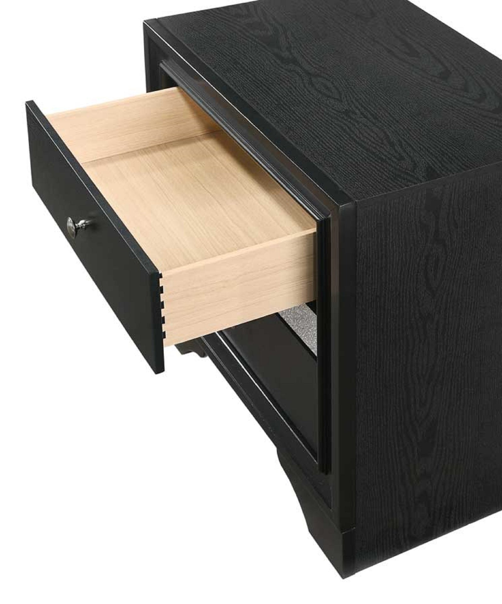 Modern Luxury 1pc Glam 2-Drawer Nightstand End Table Pullout Jeweler Tray Silver Panel Bedroom Solid Wood Wooden Furniture