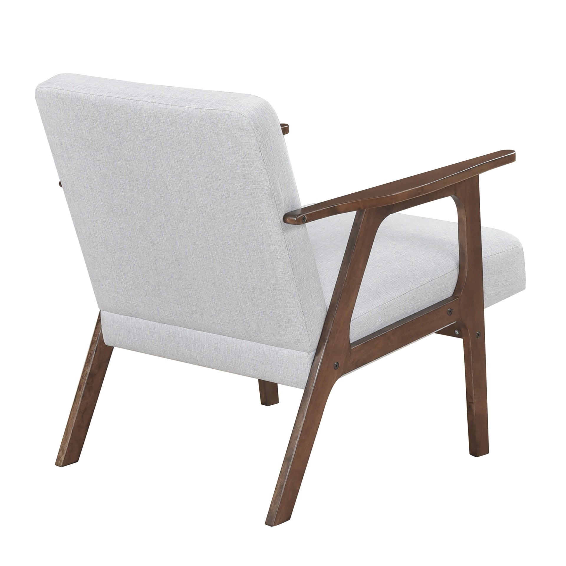 Modern Home Furniture Gray Fabric Upholstery 1pc Accent Chair Brown Finish Solid Rubberwood Contemporary Cushion Seat